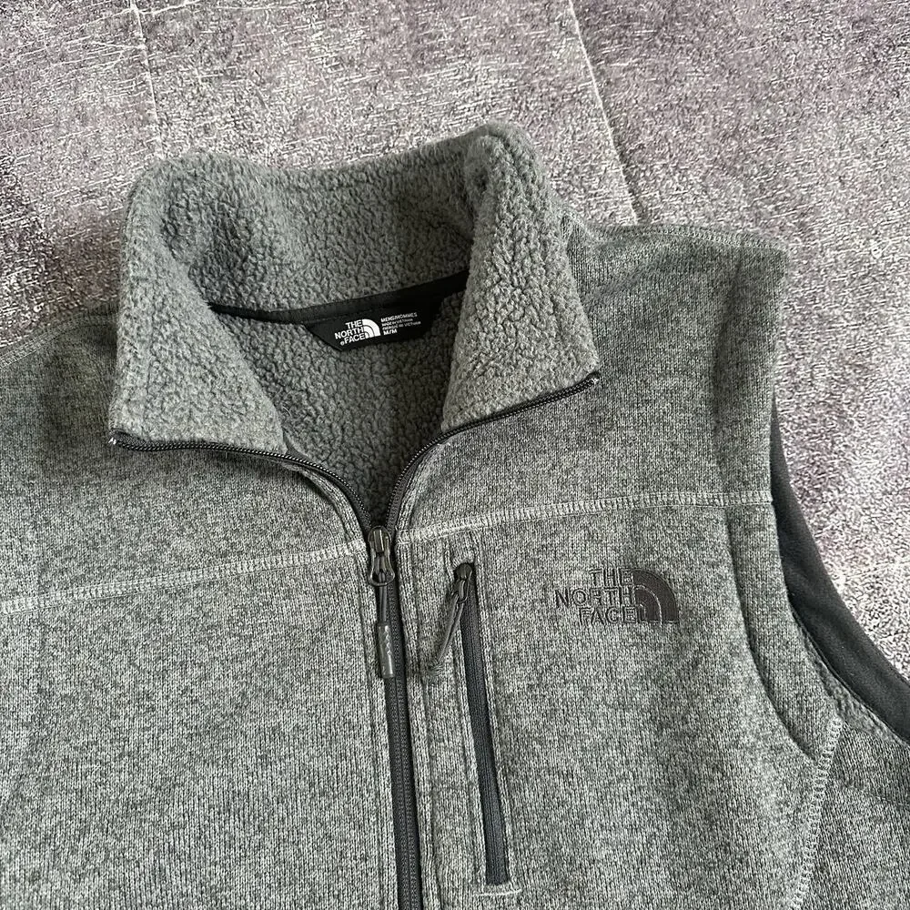 Men's The North Face Heather Gray Gordon Lyons Zip Up Fleece Vest Jacket Sz M